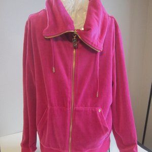 Michael Kors Funnel Neck Drawstring Top Deep Fuchsia Color Size L